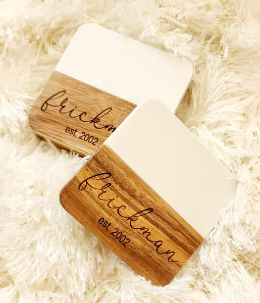 Marble and Wood Coasters