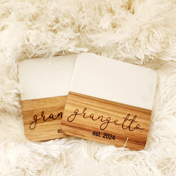 Marble and Wood Coasters