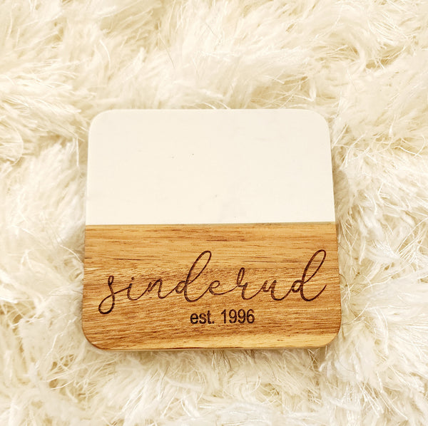 Marble and Wood Coasters