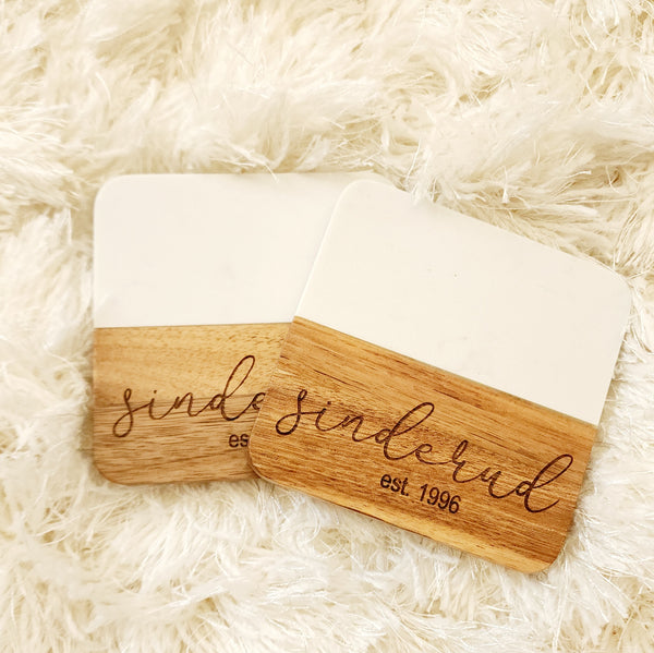 Marble and Wood Coasters