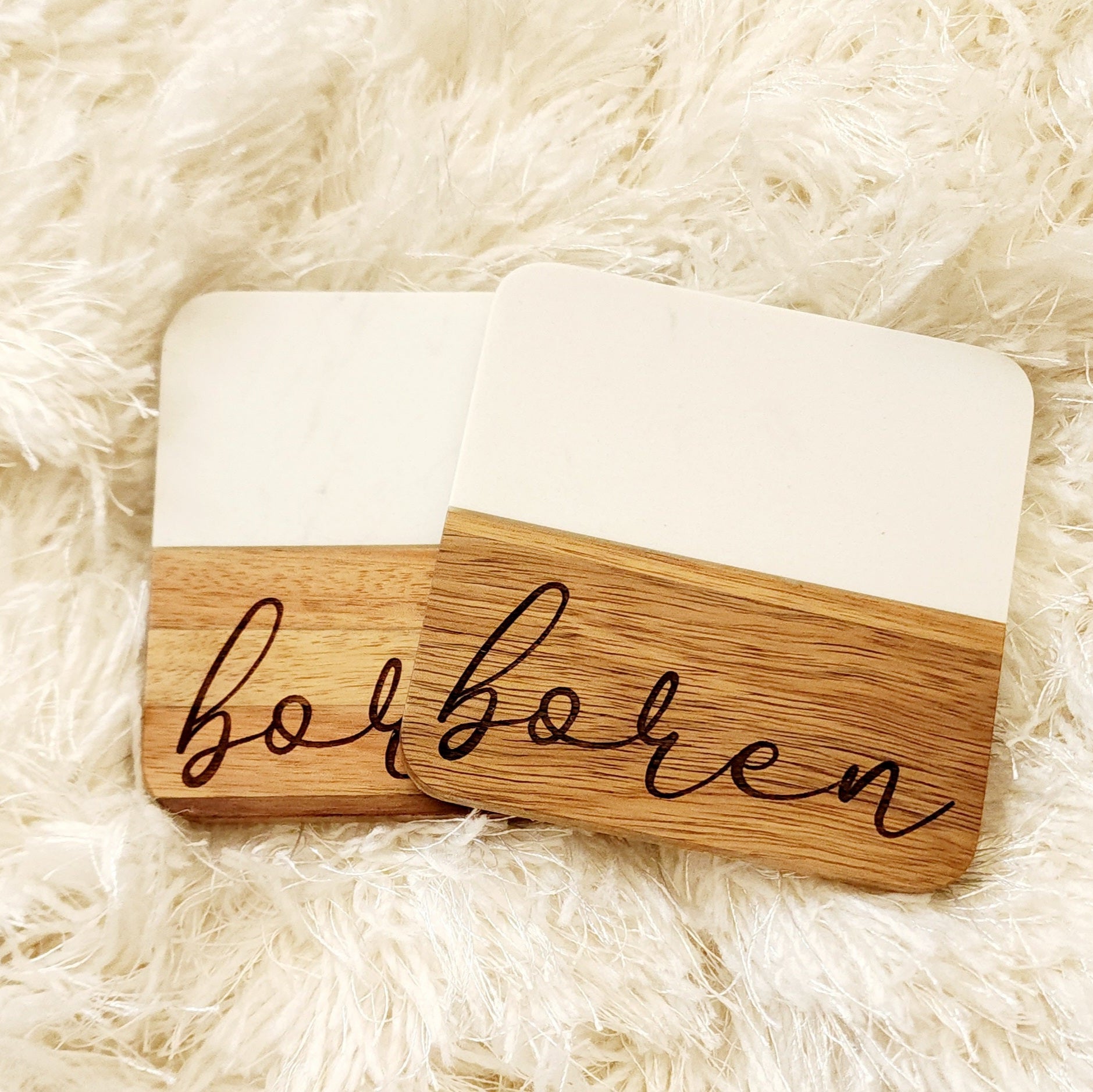 Marble and Wood Coasters