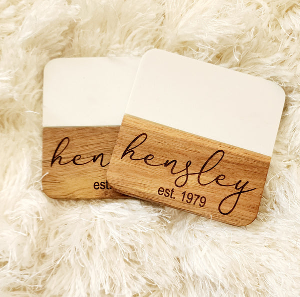 Marble and Wood Coasters