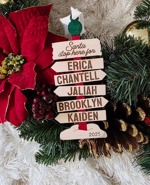 North Pole Sign Family Ornament