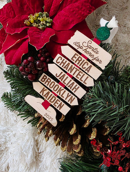 North Pole Sign Family Ornament