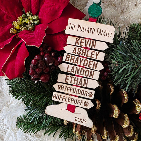 North Pole Sign Family Ornament