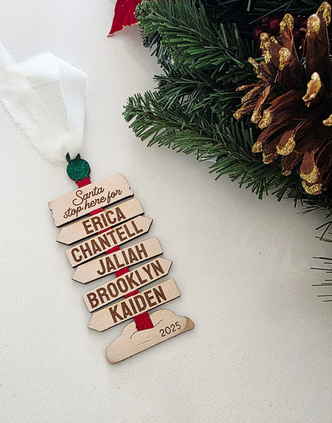 North Pole Sign Family Ornament