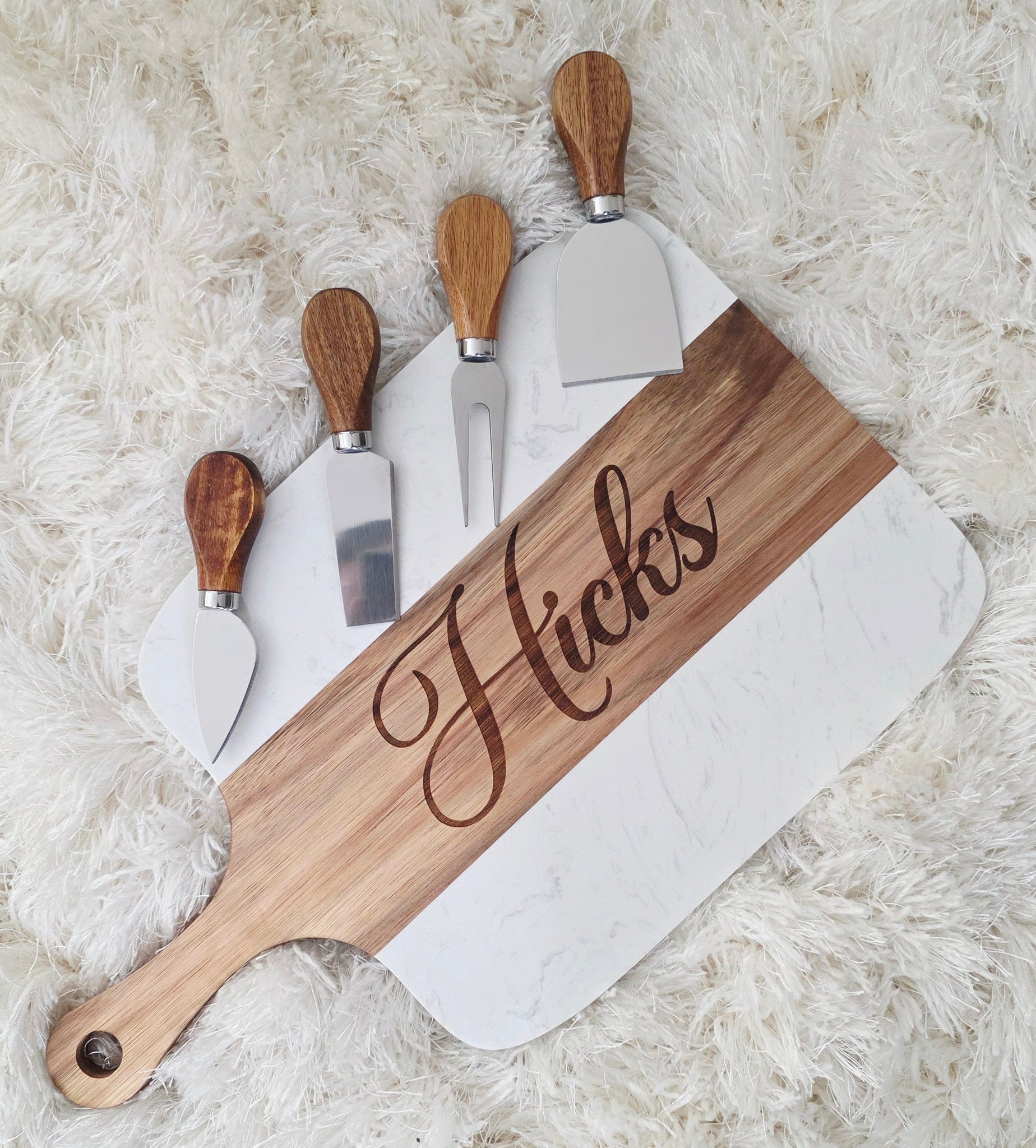 Marble and Acacia Engraved Board