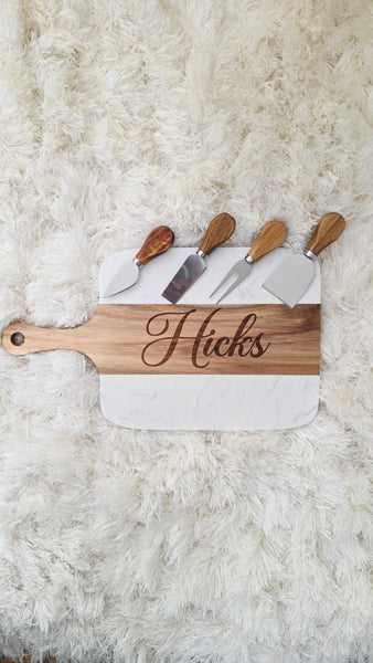 Marble and Acacia Engraved Board