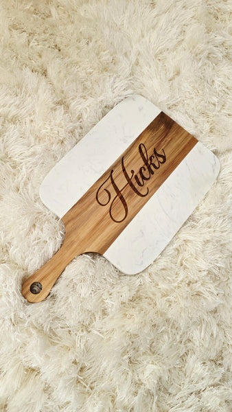 Marble and Acacia Engraved Board