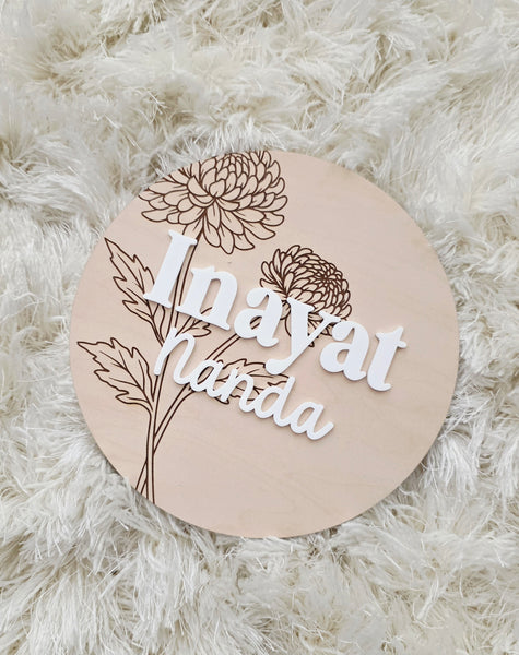 Personalized newborn announcement nursery sign